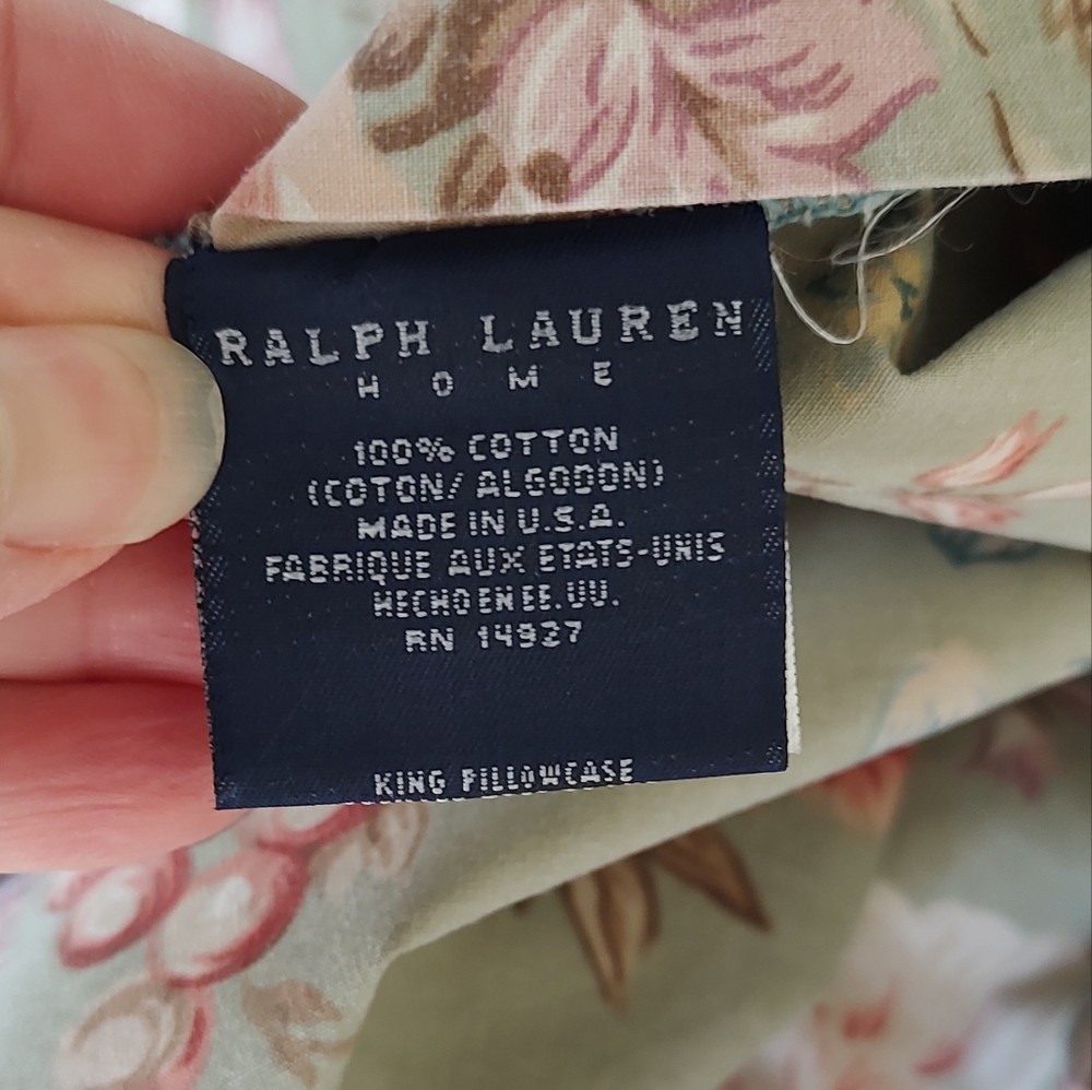 Vintage Ralph Lauren Home Charlotte Sage Floral King Pillow Cases Set Of 2 - Picture 7 of 8